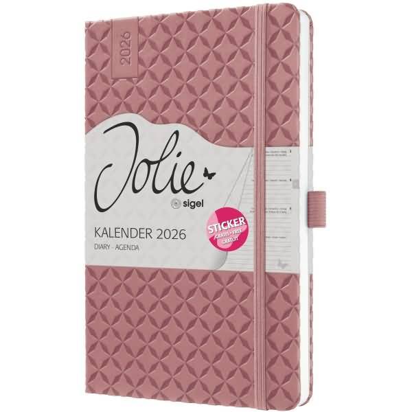 Wochenkalender Jolie ca. A5 Hardcover dusty red 2026