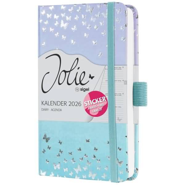 Wochenkalender Jolie ca. A6 Hardcover Butterfly Confetti Sky 2026