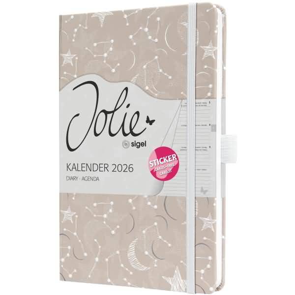 Wochenkalender Jolie ca. A5 Hardcover Cosmic Fantasy Beige 2026