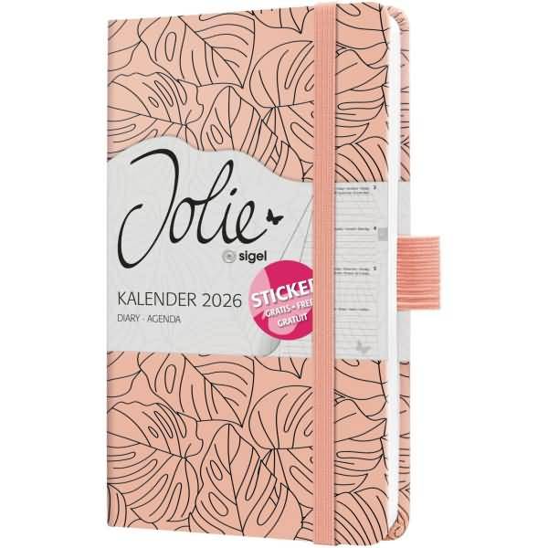 Wochenkalender Jolie ca. A6 Hardcover Rose Monstera 2026