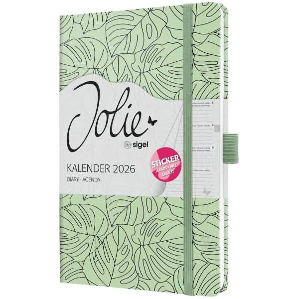 Wochenkalender Jolie ca. A5 Hardcover Green Monstera 2026