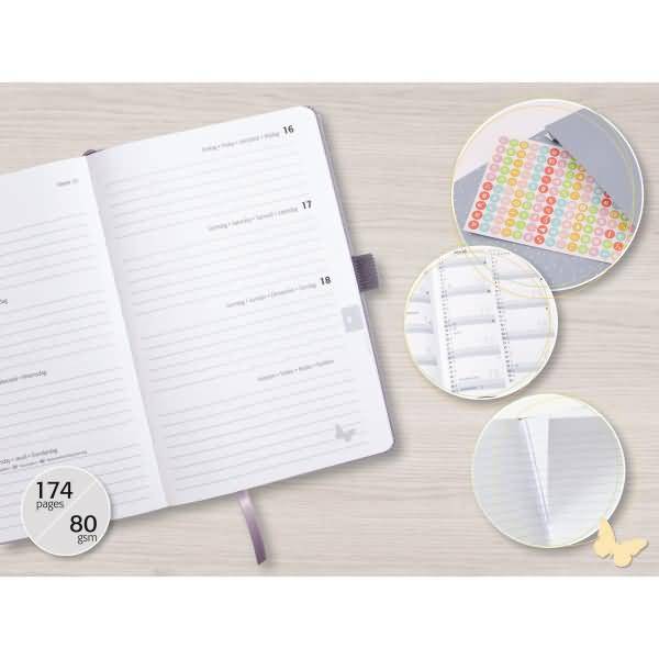 Wochenkalender Jolie ca. A5 Hardcover pearl grey 2026