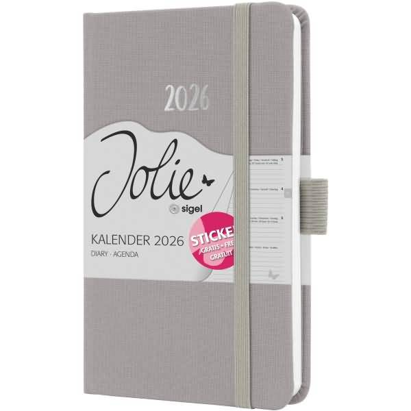 Wochenkalender Jolie ca. A6 Hardcover pearl grey 2026