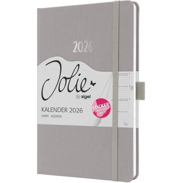 Wochenkalender Jolie ca. A5 Hardcover pearl grey 2026