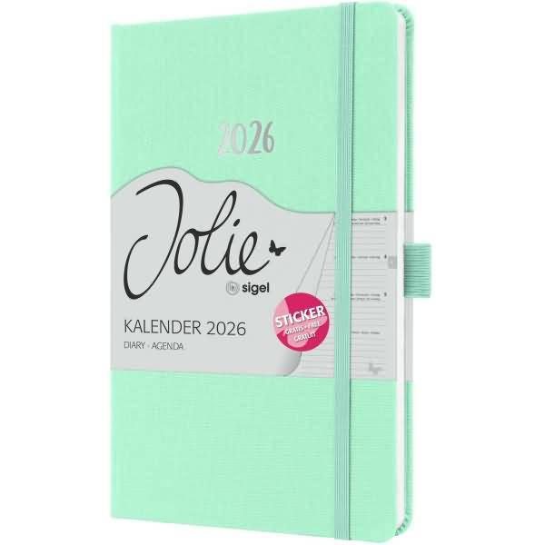 Wochenkalender Jolie ca. A5 Hardcover mighty mint 2026