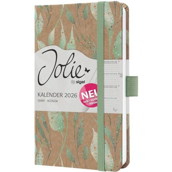 Wochenkalender Jolie ca. A6 Hardcover Sparkle Leaves 2026