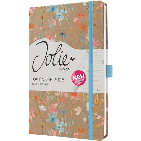 Wochenkalender Jolie ca. A5 Hardcover Blue Floral Serenity 2026