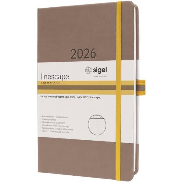 Wochenkalender Linescape ca. A5 DE Hardcover braun 2026