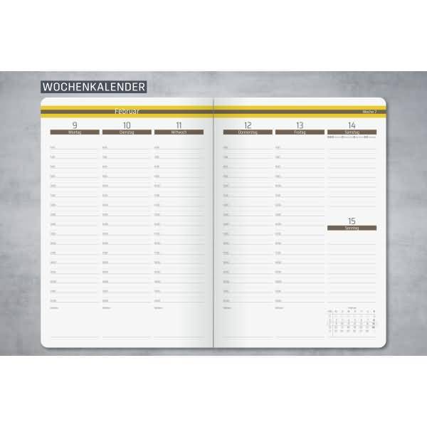 Wochenkalender Linescape ca. A5 DE Hardcover braun 2026