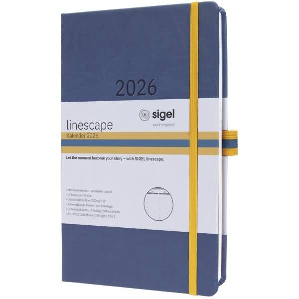 Wochenkalender Linescape ca. A5 DE Hardcover blau 2026