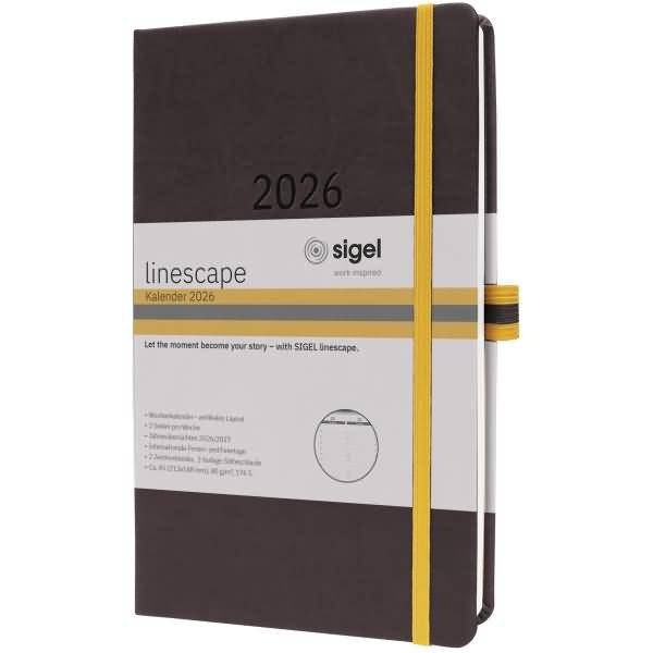 Wochenkalender Linescape ca. A5 DE Hardcover dunkelgrau 2026
