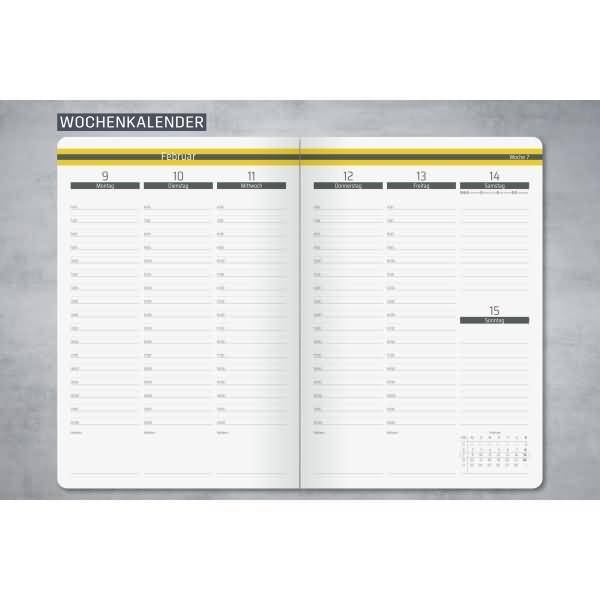 Wochenkalender Linescape ca. A5 DE Hardcover dunkelgrau 2026