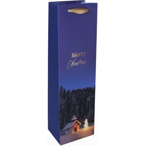 Geschenktasche Bottle 100x350x80mm Christmas Chapel