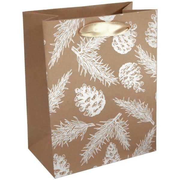 Geschenktasche Small 180x230x100mm Pine cones and pine branches