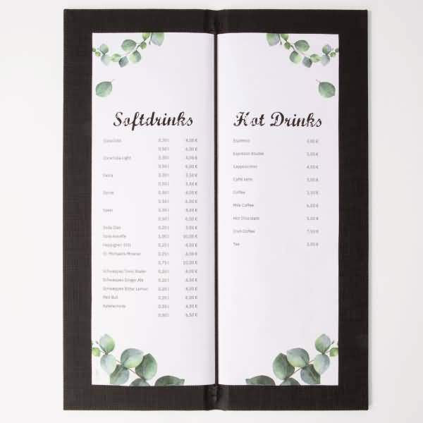 Getränke-Mappe Gummi-Bindung 1/2 A4 Langformat Kunststoff schwarz