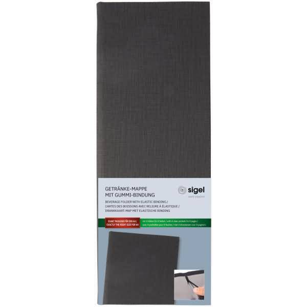 Getränke-Mappe Gummi-Bindung 1/2 A4 Langformat Kunststoff anthrazit