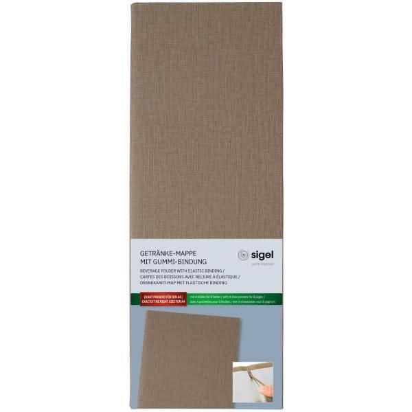 Getränke-Mappe Gummi-Bindung 1/2 A4 Langformat Kunststoff beige
