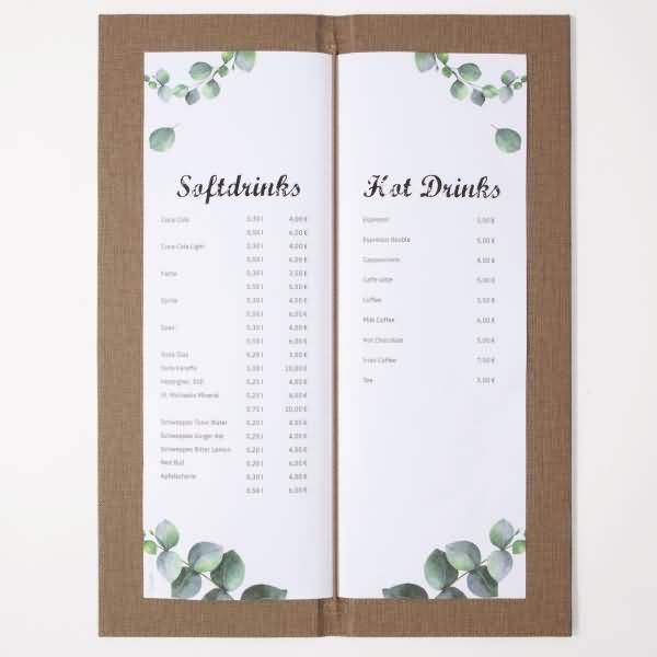 Getränke-Mappe Gummi-Bindung 1/2 A4 Langformat Kunststoff beige