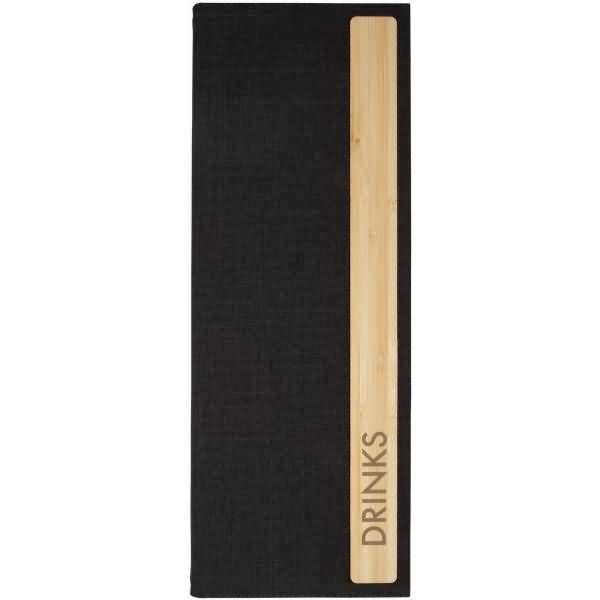 Getränke-Mappe Gummi-Bindung 1/2 A4 Langformat DRINKS dunkelgrau/Bambus