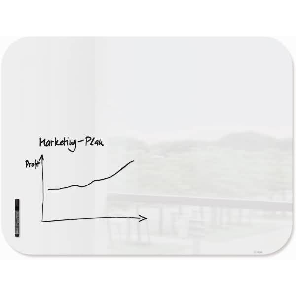 Glas-Whiteboard Artverum weiß abgerundete Ecken 1200x900x10mm