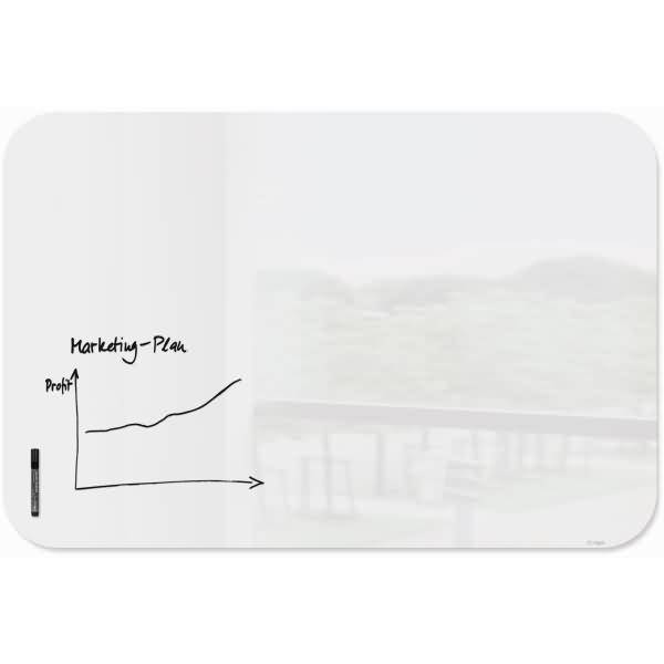 Glas-Whiteboard Artverum weiß abgerundete Ecken 1500x1000x10mm