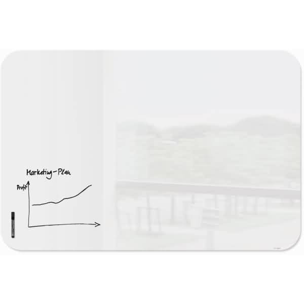 Glas-Whiteboard Artverum weiß abgerundete Ecken 1800x1200x10mm