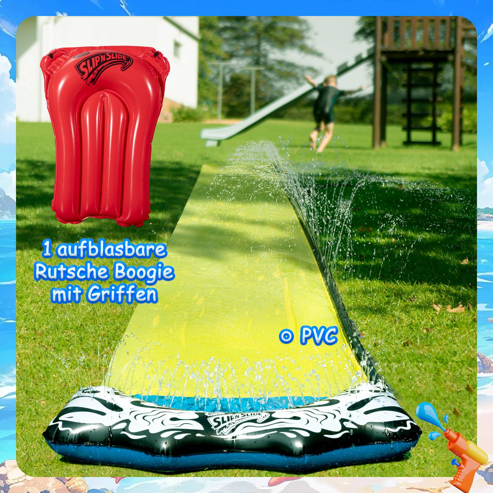 Wham-O Slip N Slide Wave Rider 548.64cm mit Boogie für Kinder 5-12 Jahre
