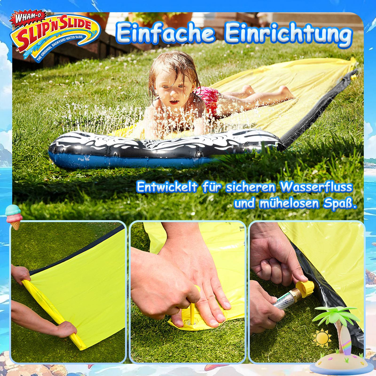 Wham-O Slip N Slide Wave Rider 548.64cm mit Boogie für Kinder 5-12 Jahre