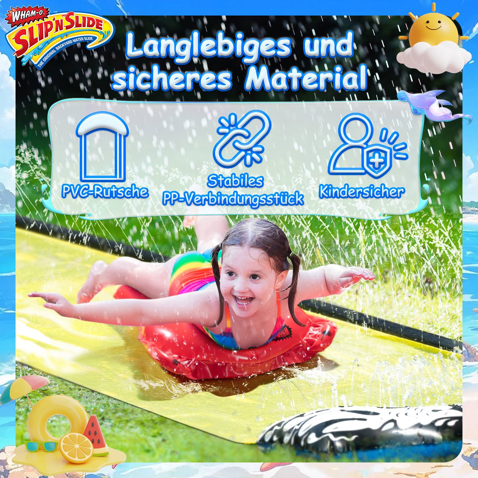 Wham-O Slip N Slide Wave Rider 548.64cm mit Boogie für Kinder 5-12 Jahre
