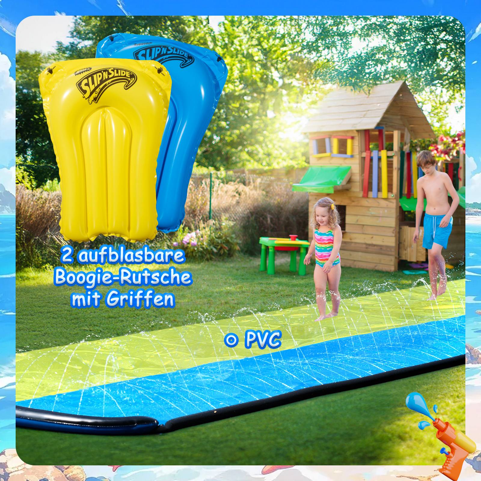 Wham-O Slip N Slide Double Wave Rider 548.64cm mit Boogie für Kinder 5-12 Jahre