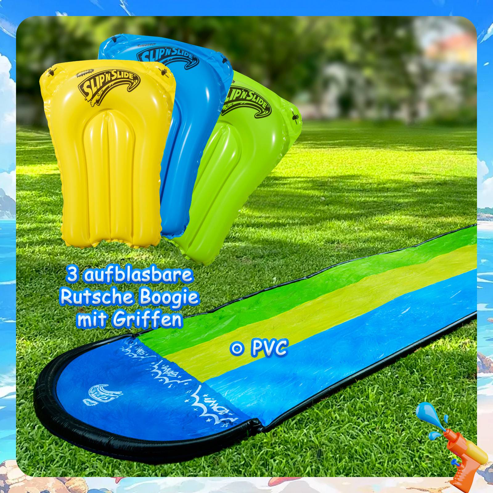 Wham-O Slip N Slide Triple Waver Rider mit Boogie 548.64cm für Kinder 5-12 Jahre