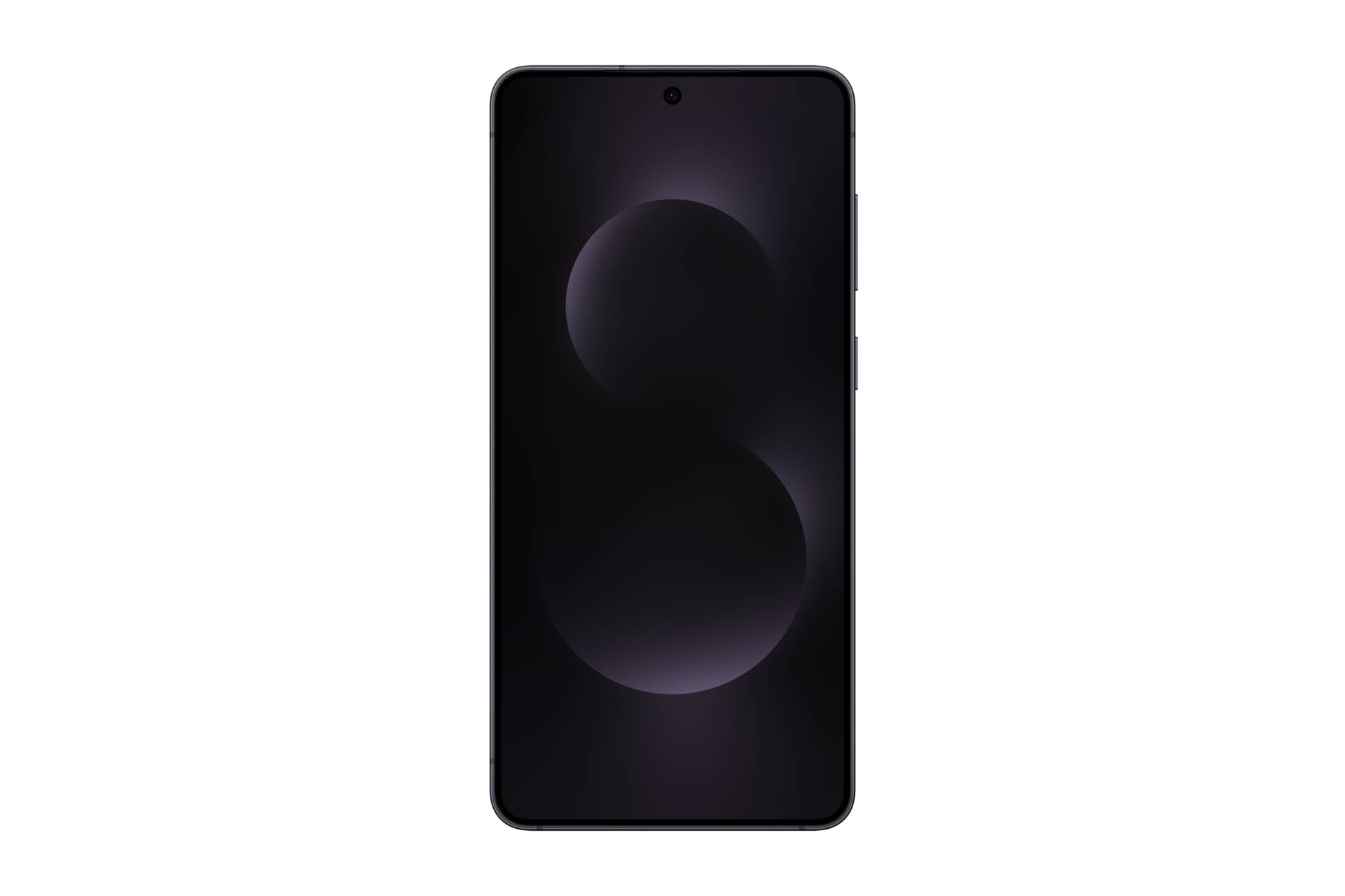 Vorderansicht eines schwarzen Smartphones mit einem dunklen abstrakten „8