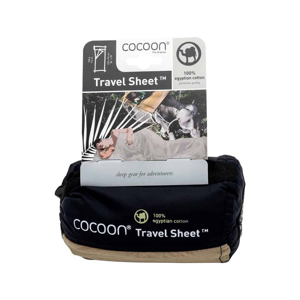 Cocoon Leicht-Reiseschlafsack, Rechteck, 220 x 90 cm, ägypt. Baumwolle, khaki