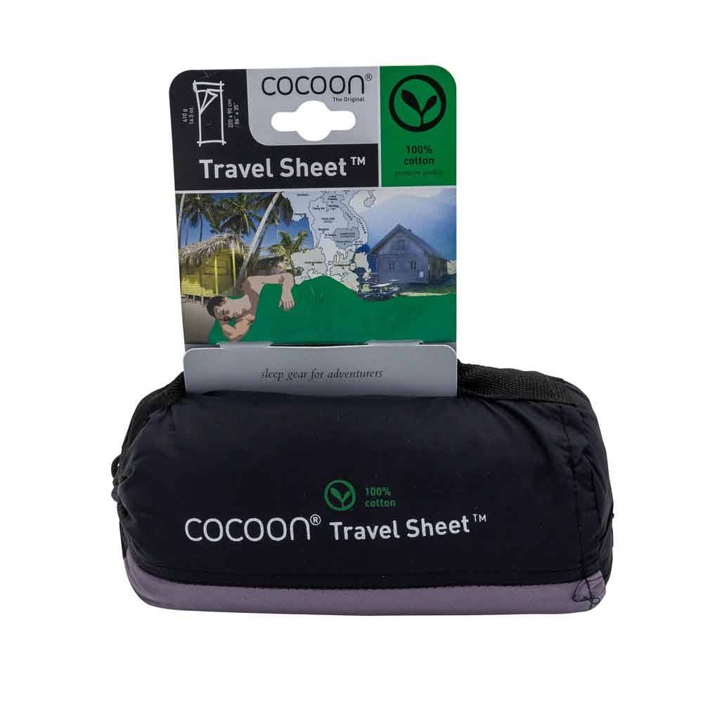 Cocoon Leicht-Reiseschlafsack,Rechteck, 220 x 90cm, 100% Baumwolle,elephant grey