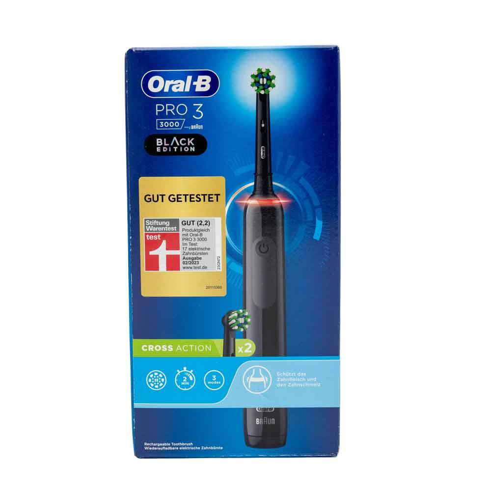 Braun Oral-B PRO 3 3000 mit 2 CrossAction Aufsteckbürsten, schwarz