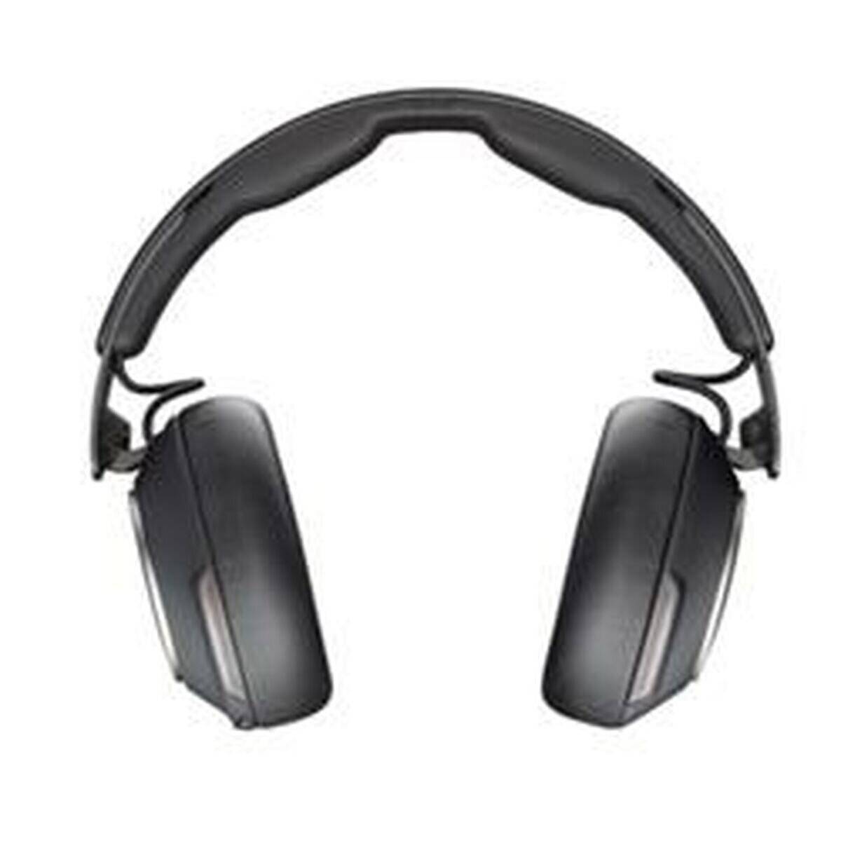 Schwarze Over-Ear-Kopfhörer mit gepolstertem Kopfband und Ohrmuscheln auf weißem Hintergrund.