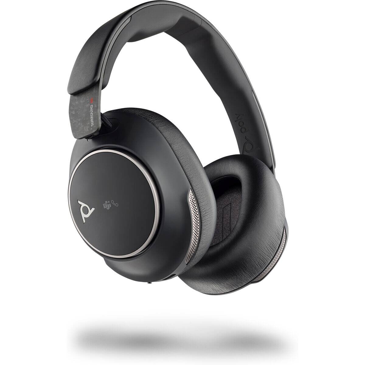 Schwarze Over-Ear-Kopfhörer mit Polsterung und gepolsterten Ohrmuscheln, isoliert auf weißem Hintergrund dargestellt.