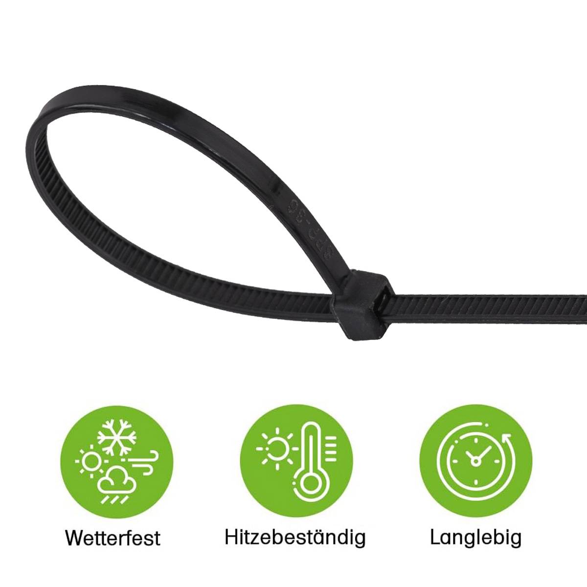 Offgridtec Kabelbinder 200 Stk. Schwarz Nylon UV-Beständig Verschiedene Längen 100mm 150mm 200mm 300mm