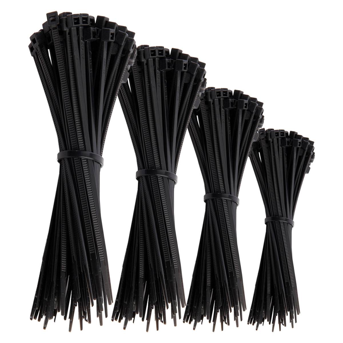 Offgridtec Kabelbinder 400 Stk. Schwarz Nylon UV-Beständig Verschiedene Längen 100mm 150mm 200mm 300mm