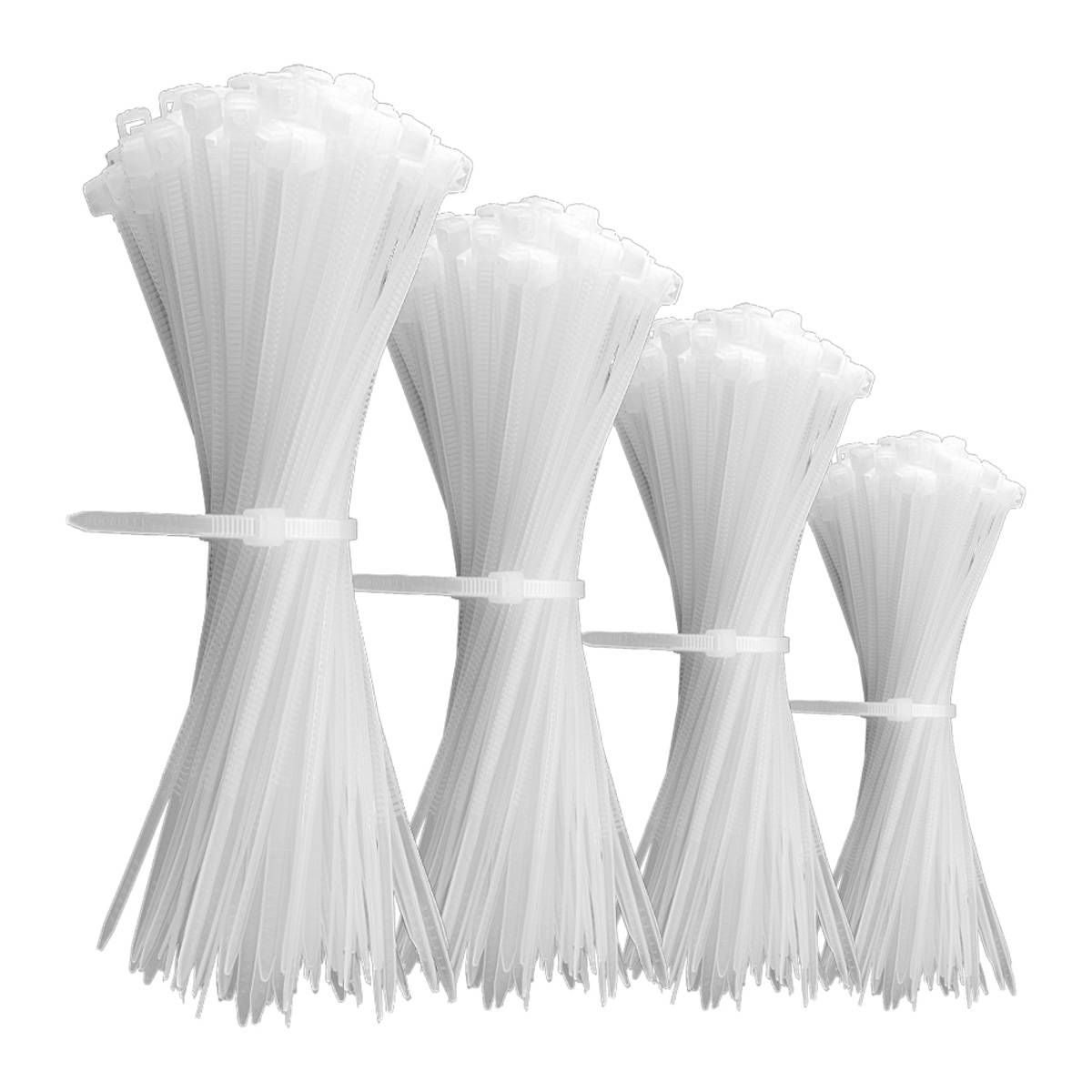 Offgridtec Kabelbinder 400 Stk. weiß Nylon UV-Beständig Verschiedene Längen 100mm 150mm 200mm 300mm