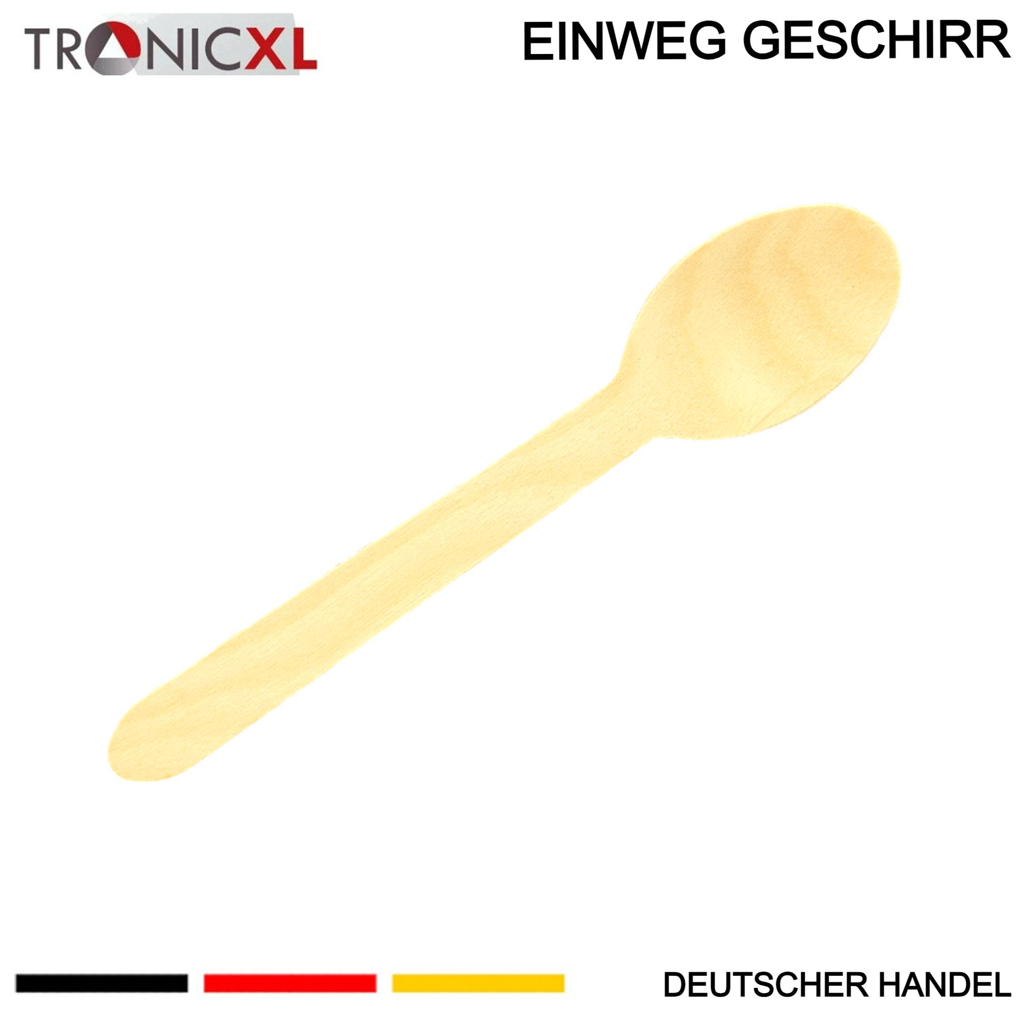 1000 x Einweg Löffel Einwegbesteck Besteck Holzlöffel Camping Grillen BBQ Gastronomie robust Partybesteck Einmalbesteck