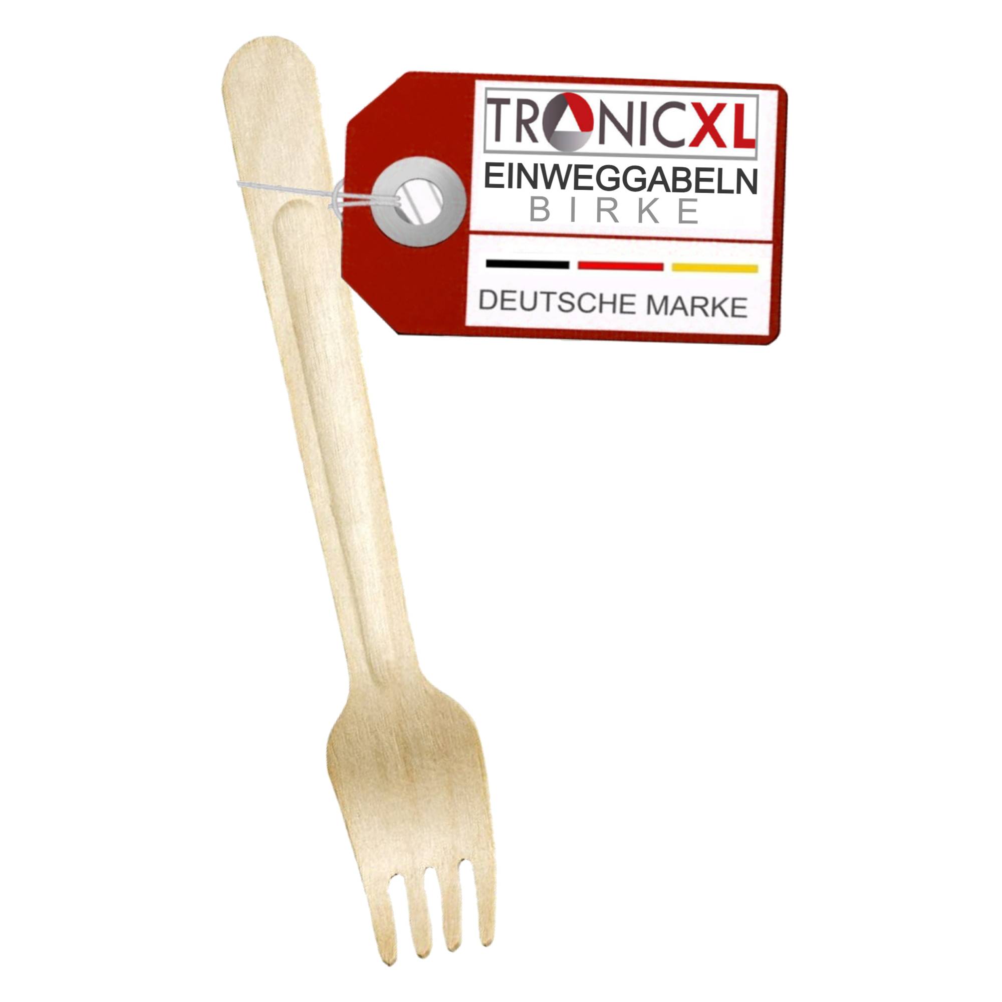 1000 x Einweg Gabel Einwegbesteck Besteck Holzgabel Camping Grillen BBQ Gastronomie robust Partybesteck Einmalbesteck