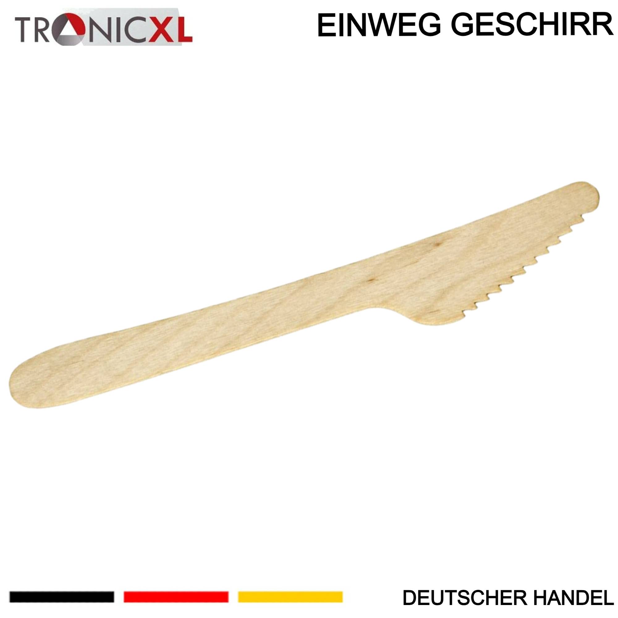 200 x Einweg Messer Einwegbesteck Besteck Holzmesser Camping Grillen BBQ Gastronomie robust Partybesteck Einmalbesteck
