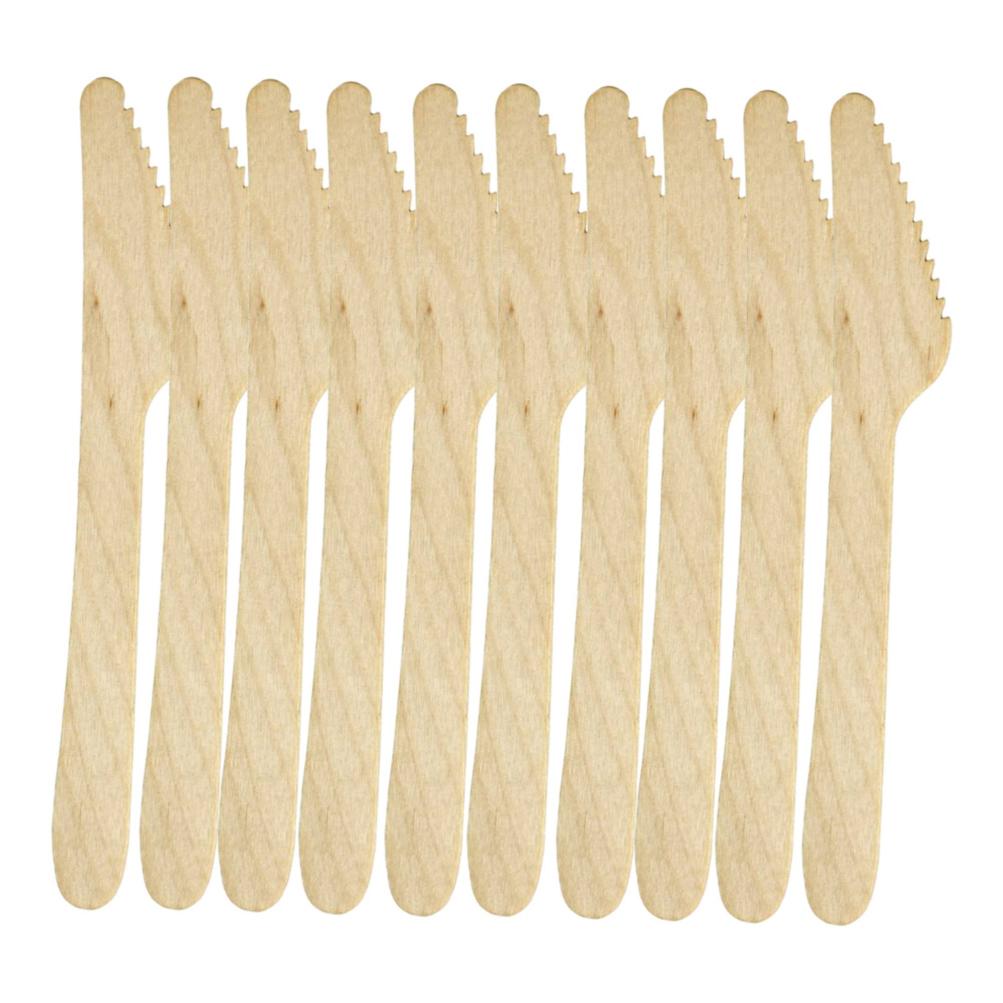 200 x Einweg Messer Einwegbesteck Besteck Holzmesser Camping Grillen BBQ Gastronomie robust Partybesteck Einmalbesteck
