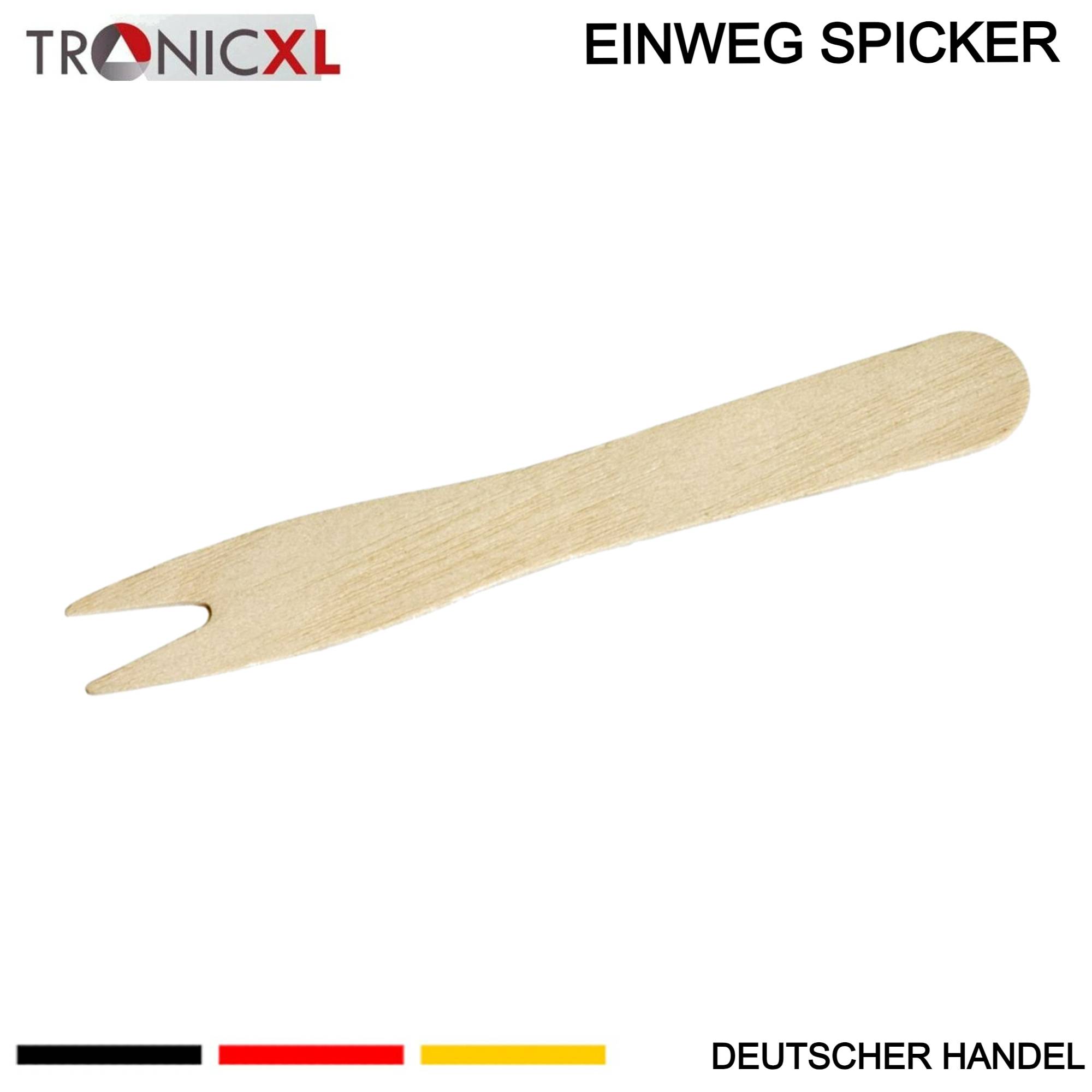 1000 x Holzspicker I EINZELN VERPACKT I Pommesgabel Spicker Holz Pommesgabeln Currywurst Pommes Holzspieße