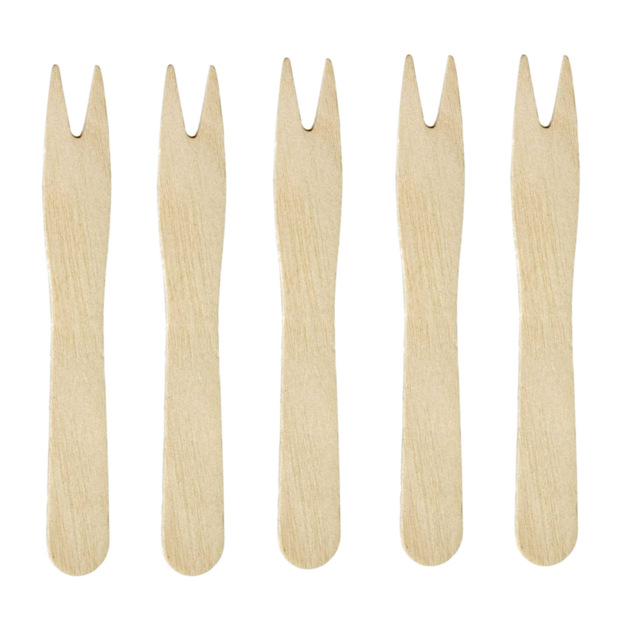 1000 x Holzspicker I EINZELN VERPACKT I Pommesgabel Spicker Holz Pommesgabeln Currywurst Pommes Holzspieße