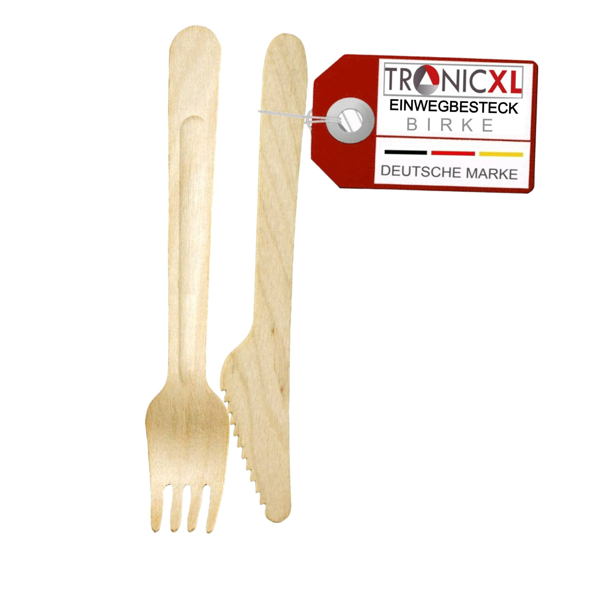 200 x Einweg Gabel + Messer Einwegbesteck Geschirr Besteck Holzmesser Camping Grillen BBQ Gastronomie Partybesteck