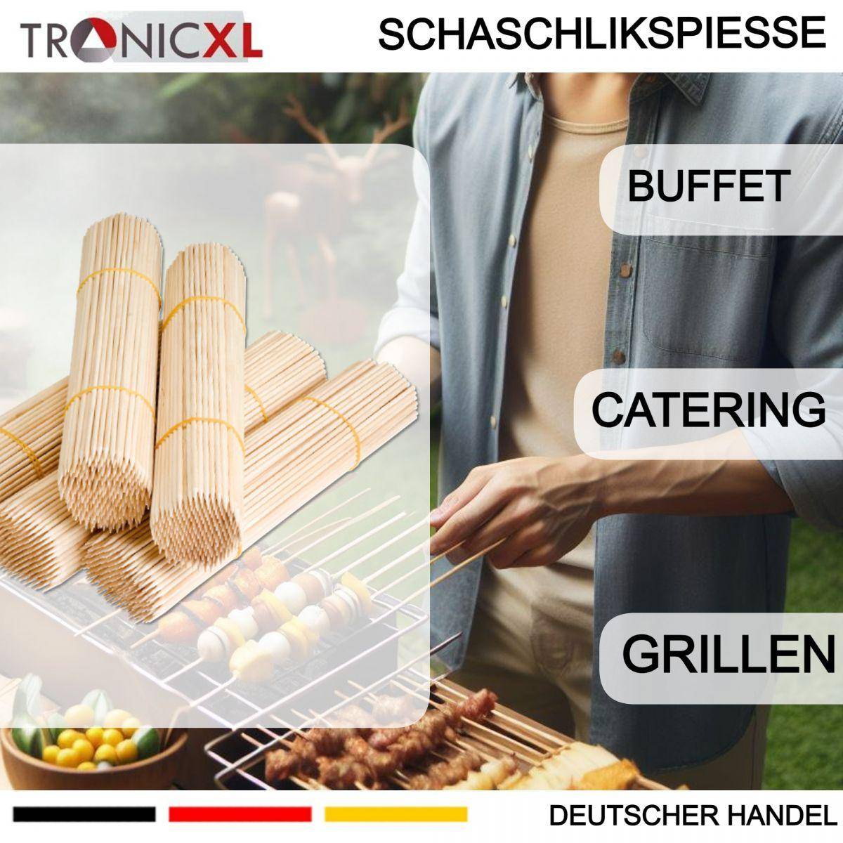 1000 x Holzspieß 200X3mm Schaschlikspieße Holzspiesse Grillspieße Spiesse Birke Grillspieße Party Gastronomie robust