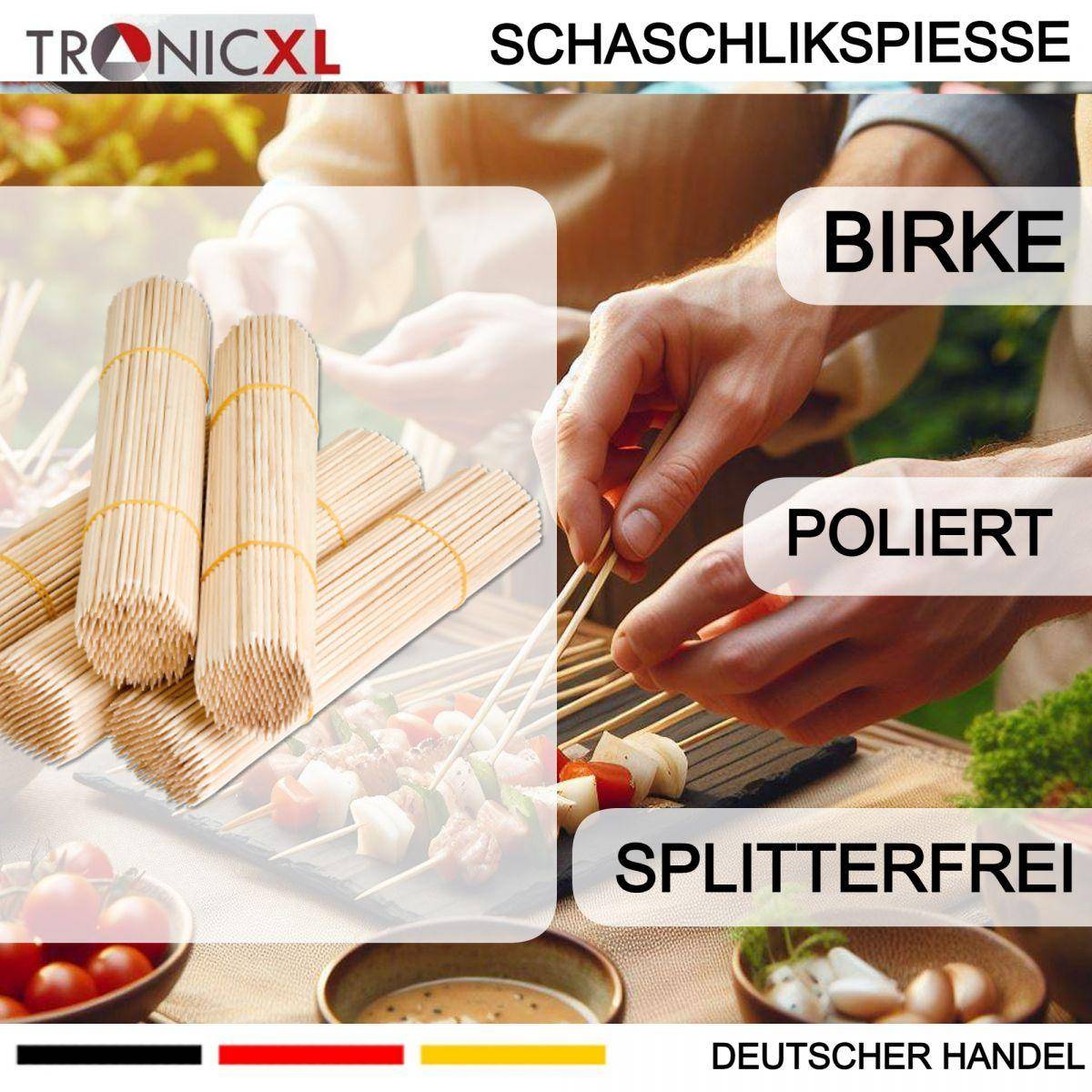 1000 x Holzspieß 200X3mm Schaschlikspieße Holzspiesse Grillspieße Spiesse Birke Grillspieße Party Gastronomie robust