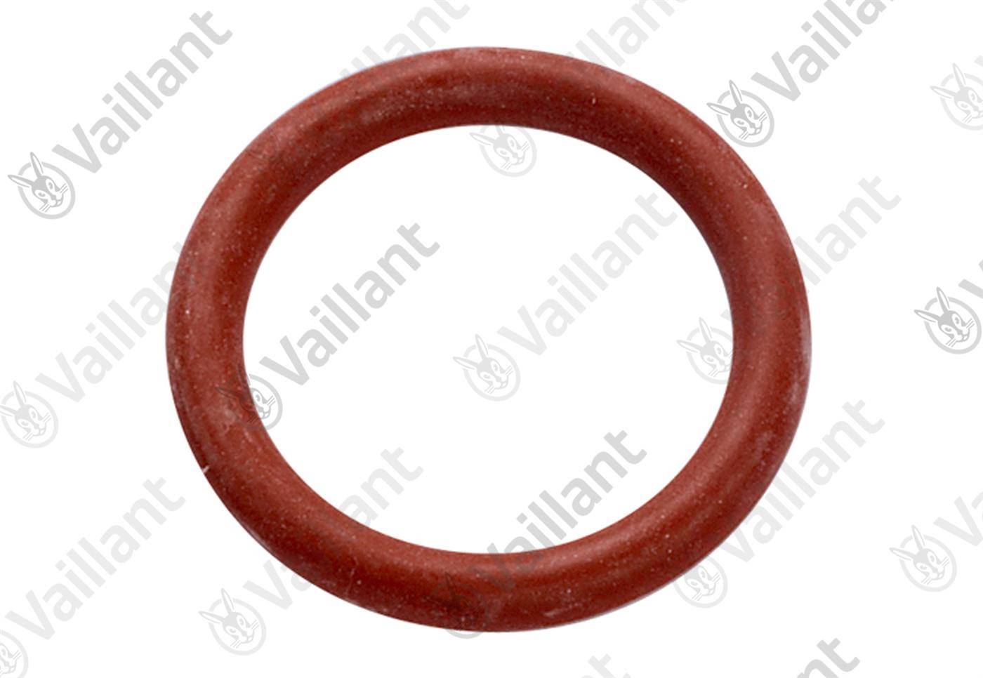 Rotes Gummi-O-Ring-Dichtung auf weißem Hintergrund.